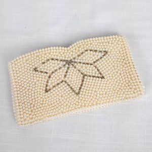 Vtg Beaded Evening Bag Coin Purse Clutch White Bags by Carter Zip Small Japan